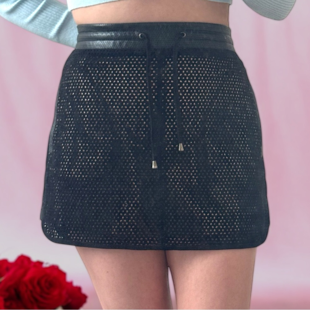 Maje Black Leather Mini Skirt (Large)